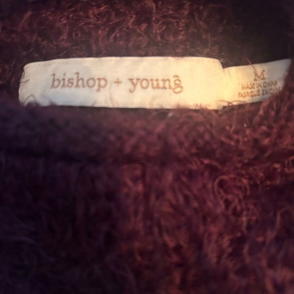 NWT BISHOP + YOUNG BIANCA SHOULDER PAD MOCK NECK FUZZY SWEATER - Picture 11 of 12